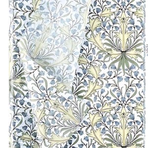 Carta velina William Morris, motivo floreale retrò verde e blu per decoupage, articoli artigianali per mobili, sottobicchieri e decorazioni floreali per candele