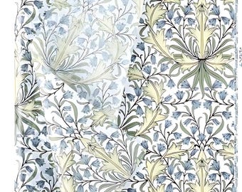 William Morris Tissue Paper, Green & Blue Retro Floral Pattern for Decoupage, Craft Supplies for Furniture, Coasters and Candle Floral Décor
