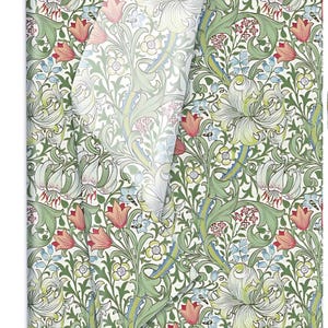 Carta velina William Morris, motivo floreale a vite verde e rosso per decoupage, articoli artigianali per mobili, sottobicchieri e decorazioni floreali per candele