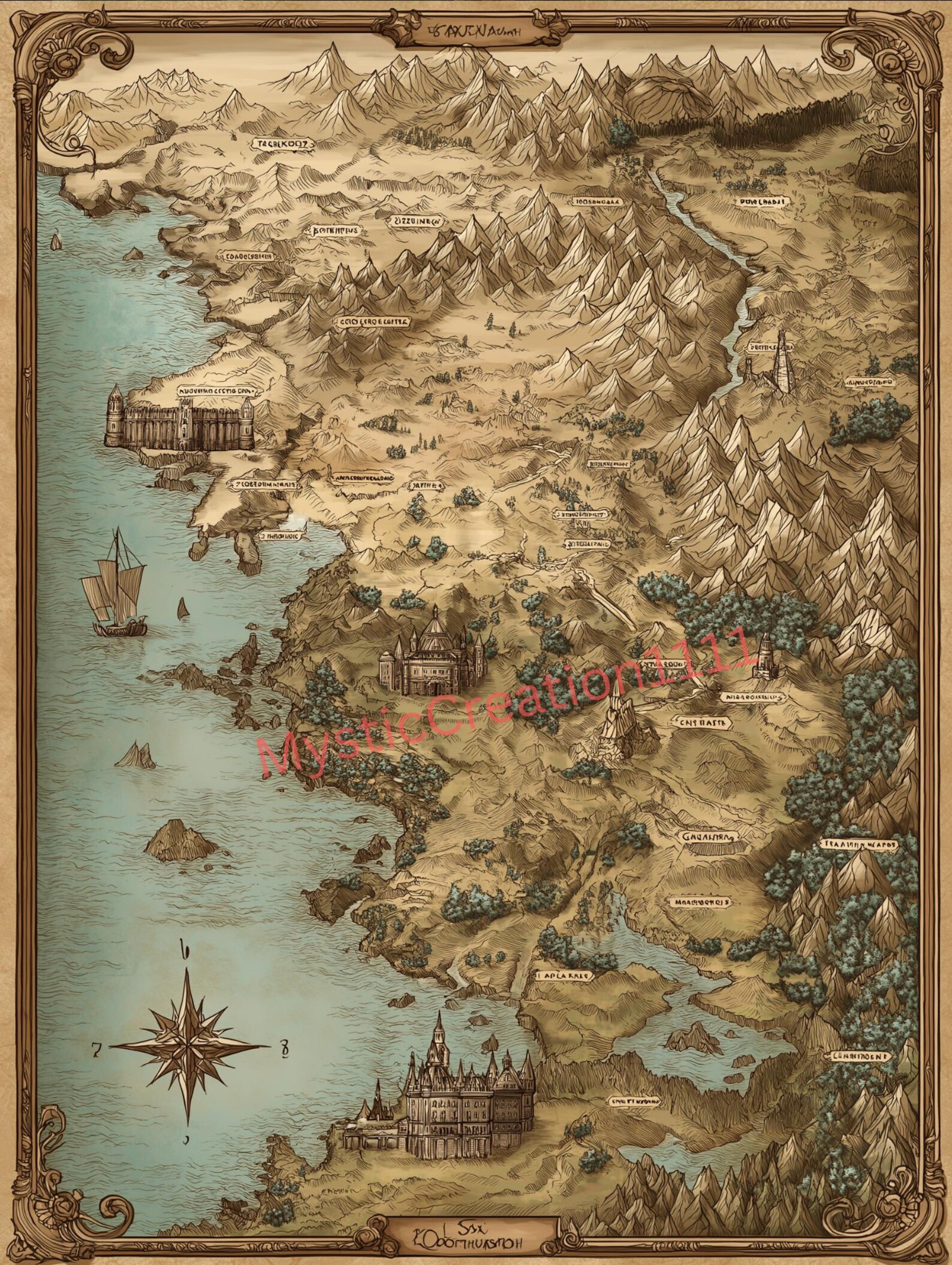 Decoupage Vintage Style Map #538, Letter Size Rice Paper for Trinket ...