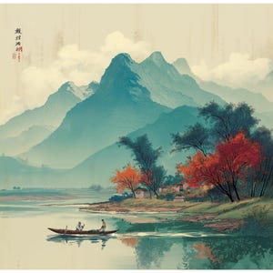 Papel decoupage Chinoiserie Oriental, pintura a tinta de paisagem chinesa nº 238, tamanho carta, papel de arroz para porta-trecos, velas, móveis e artesanato