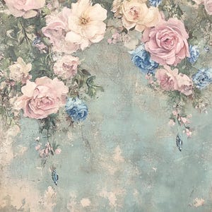 Décoration murale vintage florale de riz pour découpage n°21, papier de riz format lettre pour dessous de verre, boîte à bijoux, bougie, meubles et fournitures pour travaux manuels
