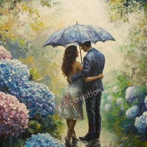 Arte mural de pareja bajo un paraguas con papel de arroz para decoupage n.° 165, papel de arroz tamaño carta para joyeros, velas, muebles y álbumes de recortes.