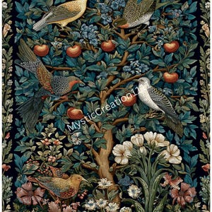Decoupage Rice Paper William Morris Birds Tree 3 Sheets Bundle #922, Letter Size Rice paper