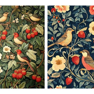 Papier de riz pour découpage William Morris Strawberry Thief #81, Papier de riz pour sous-verre, boîte à bijoux, bougie, meubles et fournitures pour travaux manuels
