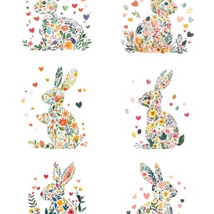 Papier de riz à découper avec 6 motifs carrés de lapin de Pâques #44, papier de riz pour sous-verre, boîte à bijoux, fournitures pour meubles et travaux manuels