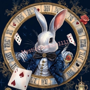 Relógio de coelho Alice no País das Maravilhas em papel para decoupage nº 196, tamanho carta, papel de arroz para porta-copos, porta-trecos, velas, móveis e materiais para artesanato DIY