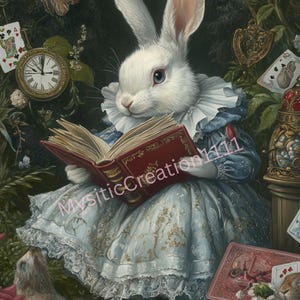 Decoupage Reis Alice im Wunderland-Kaninchen Muster #31, Reispapier für Untersetzer, Trinket Box, Kerze, Möbel & DIY Bastelbedarf