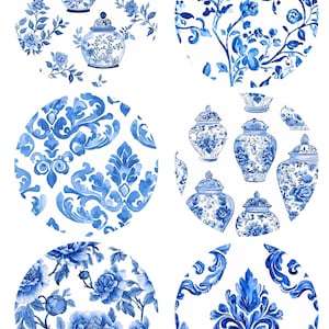 Papier de riz pour découpage avec 6 motifs chinois ronds n° 9, papier de riz pour sous-verre, boîte à bijoux, bougie, meubles et articles de bricolage