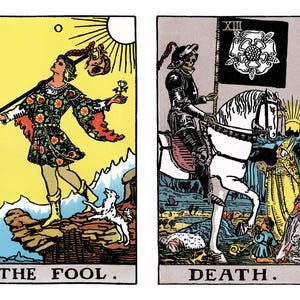 Decoupage Reispapier Tarot Karte Major Arcana Fool Death, Reispapier für Schmuckbox, Kerze, Altar, Basteln, Scrapbook, Junk Journal