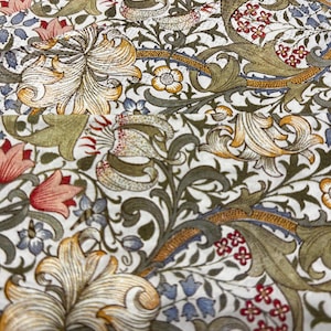 William Morris Golden Lily weiße Serviette mit ungiftigen Farbstoffen für Decoupage, festliche Cocktail-Serviette für Untersetzer, Trinket Box und Kerze