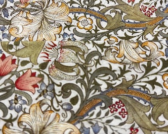 William Morris Golden Lily White Napkin with Non-Toxic Dyes for Decoupage, Image Transfer Napkin for Coaster, Trinket Box, Clay, and Candle