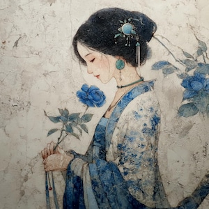 Knippapier vintage chinoiserie Oosterse Chinese dame muurkunst #316, rijstpapier Letter-formaat voor Snuisterijdoosje, kaars, meubels en ambacht