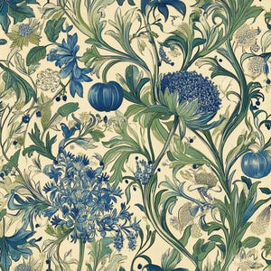 Papier de riz pour découpage avec motif textile floral William Morris # 149, papier de riz pour dessous de verre, boîte à bijoux, bougies, meubles, travaux manuels