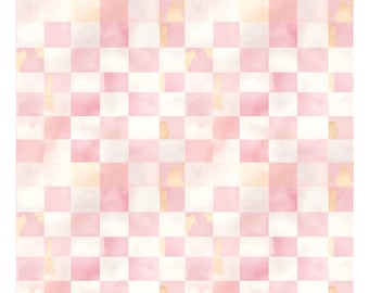 Decoupage Rice Brown Pink Checkered Plaid Pattern #27, Letter Size Rice paper for Coaster, Trinket Box, Candle, Furniture & Crafts Supply