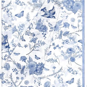 Carta velina William Morris, motivo floreale retrò bianco e blu per decoupage, articoli artigianali per mobili, sottobicchieri e decorazioni floreali per candele