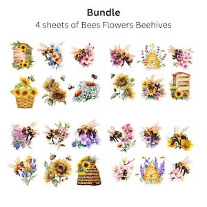 Papier de riz à découper avec 24 bourdons, ruche et fleurs n° 219, papier de riz pour sous-verre, boîte à bijoux, meubles, album de scrapbooking et journal indésirable