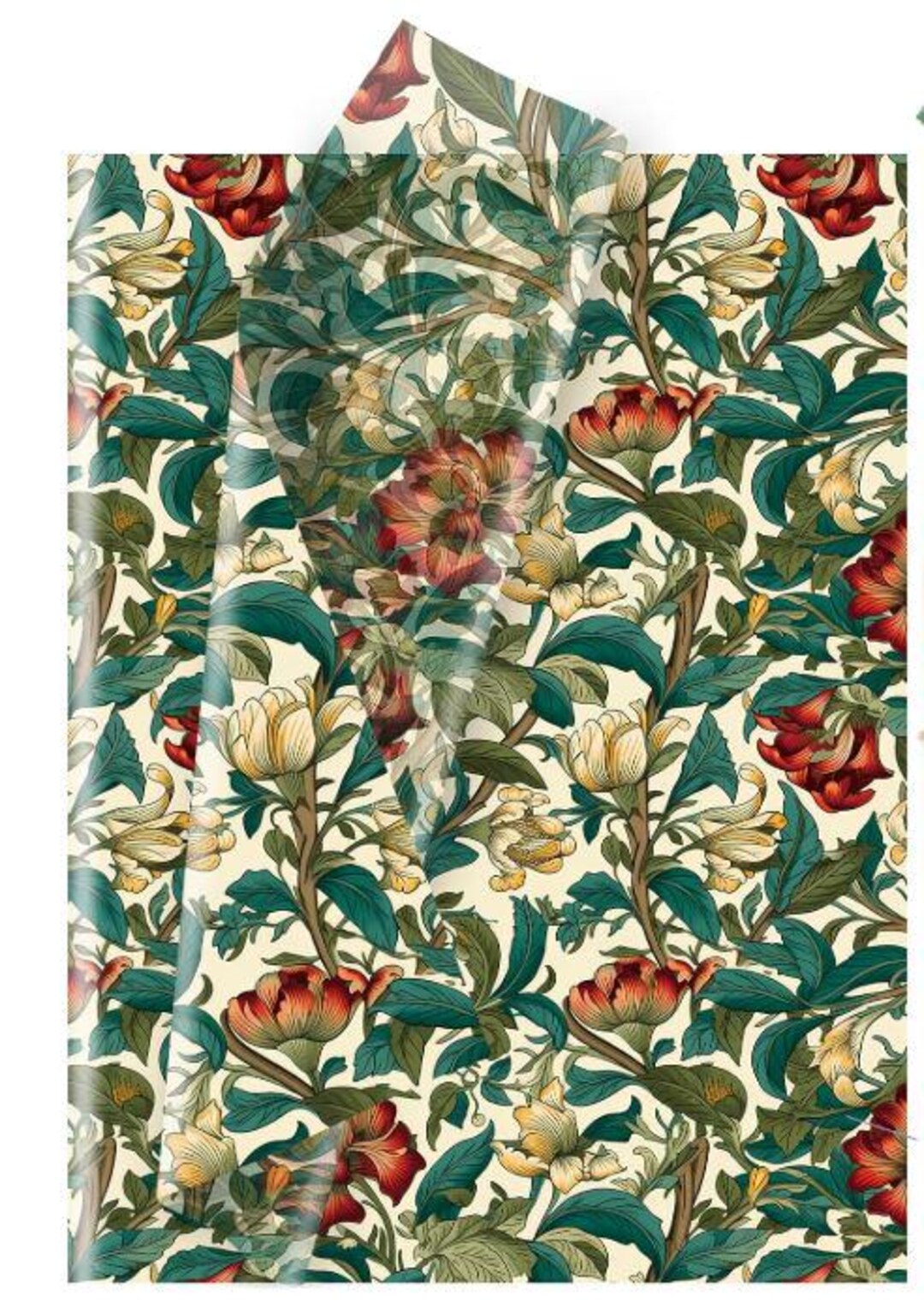 William Morris Tissue Paper, Green Vintage Floral Pattern for Decoupage ...