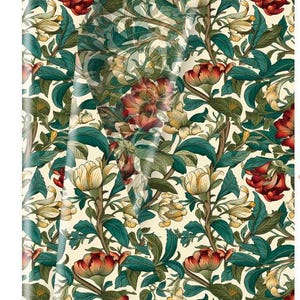 Papier de soie William Morris, motif floral vintage vert pour la décoration, fournitures créatives pour meubles, sous-verres et décoration florale de bougies