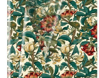 William Morris Tissue Paper, Green Vintage Floral Pattern for Decoupage, Craft Supplies for Furniture, Coasters and Candle Floral Décor