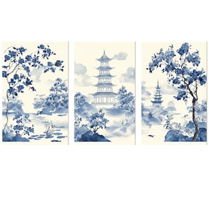 Paquete de papel de arroz para decoupage Chinoiserie con escena oriental Pagoda Toile francés n.° 114, papel de arroz tamaño carta para caja de baratijas, velas y muebles.