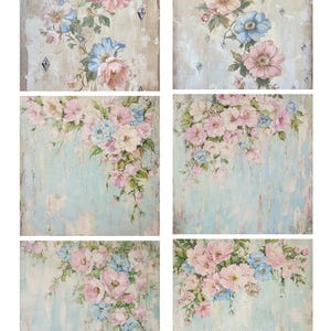 Papier de riz à découpage avec 6 motifs d'art mural floral vintage n° 18, papier de riz pour sous-verre, boîte à bijoux, bougie, meubles et fournitures pour travaux manuels