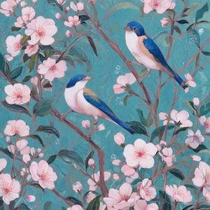 Papel de arroz para decoupage con diseño de flores y pájaros estilo chinoiserie vintage n.° 311, tamaño carta, para guardar objetos, velas, bandejas, muebles y álbumes de recortes.