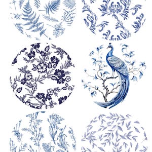 Papier de riz pour découpage avec 6 motifs chinois ronds n° 7, papier de riz pour sous-verre, boîte à bijoux, bougie, meubles et articles de bricolage