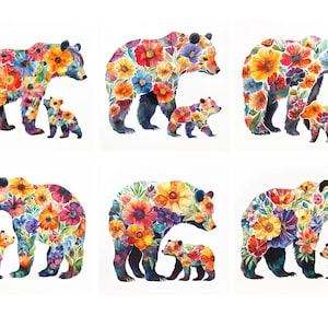 Papier de riz pour découpage, maman et bébé ours, silhouette florale n° 80, papier de riz pour sous-verre, boîte à bijoux, bougie, meubles et travaux manuels, album de scrapbooking