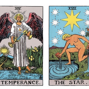 Papier de riz pour découpage, carte de tarot des arcanes majeurs de la tempérance des étoiles, papier de riz pour boîte à bijoux, bougie, autel, travaux manuels, album de scrapbooking, journal indésirable