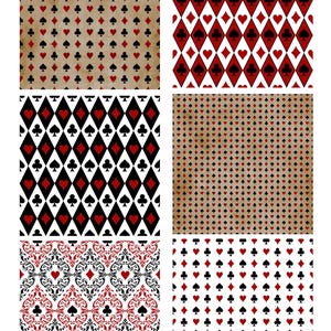 Papier de riz pour découpage 6 carrés Alice au pays des merveilles, motifs inspirés des cartes n° 273, papier de riz pour dessous de verre, boîte à bijoux, meubles et bricolage