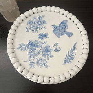 Withouten tafelverhoger met blauw chinoiserie-ontwerp, 7,85 inch decoratief voetstuk, dienblad Cottagecore Farmhouse, Franse landelijke inrichting