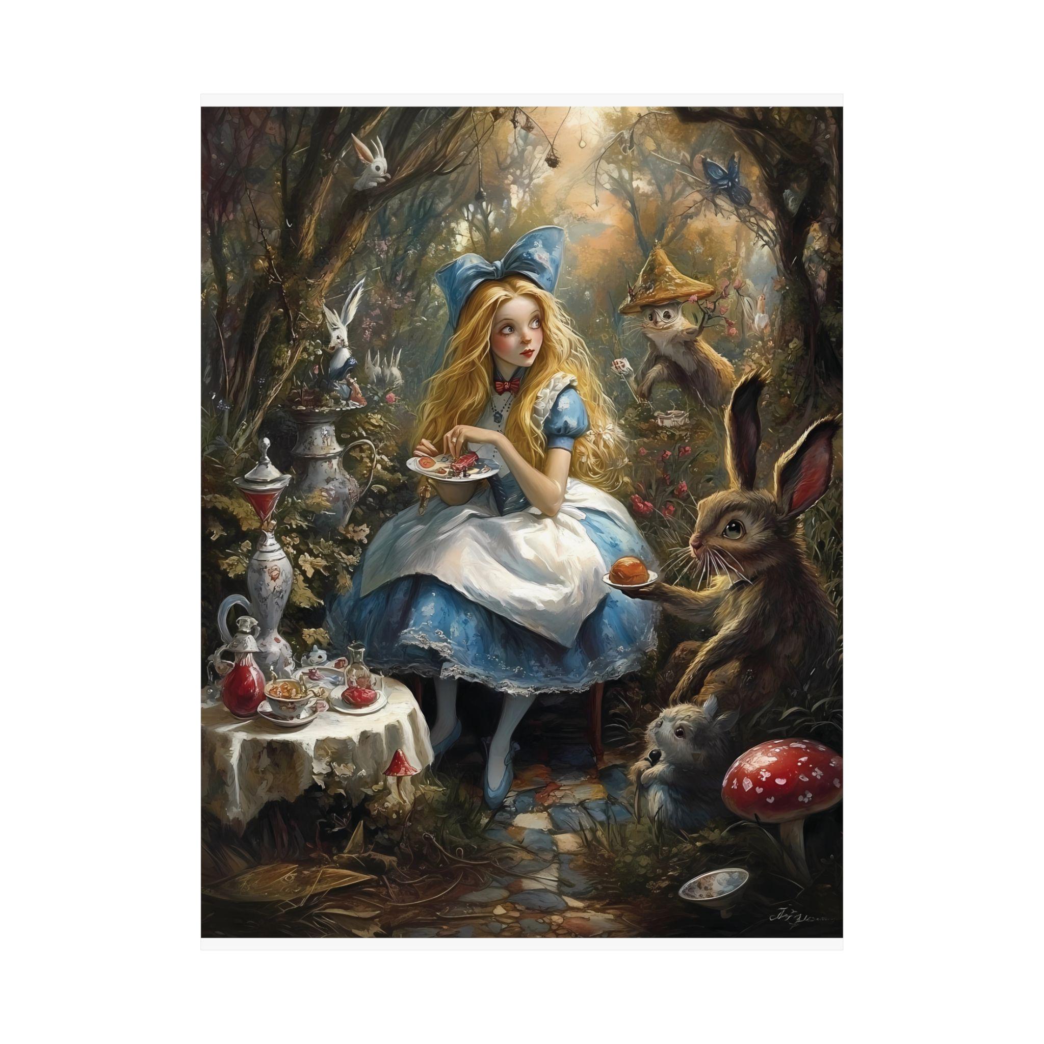 Alice in Wonderland Tea Party Rabbit Poster, Vintage Spring Decor ...