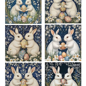 Papier de riz pour découpage, oeuf de lapin de Pâques William Morris Style #74, papier de riz pour travaux manuels, boîte à bijoux, meubles, carnet de bords de scrapbooking
