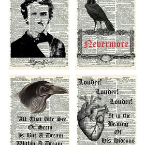 Decoupage Edgar Allan Poe Prints Bundle #451, Letter Size Rice paper for Coaster, Trinket Box, Candle, Furniture, Tray, Scrapbook Journal
