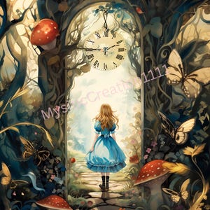 Decoupage Reis Alice im Wunderland-Hut Muster # 39, Reispapier für Untersetzer, Trinket Box, Kerze, Möbel & DIY Bastelbedarf