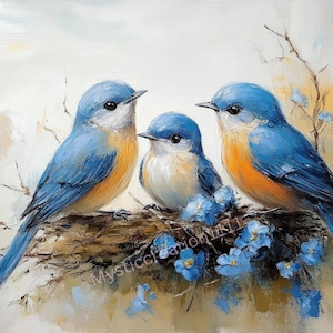 Decoupage rijstpapier Blue Birds Family Wall Art #160, rijstpapier in letter-formaat voor trinketdoos, kaars, meubels, dienblad plakboek rommeljournaal