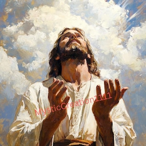 Retrato de Jesucristo en oración para decoupage n.° 361, papel de arroz tamaño carta para diarios, cajas de baratijas, velas, muebles y álbumes de recortes.
