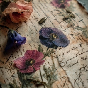 Découpage vintage fleur lettre Script Art Design #267, papier de riz format lettre pour dessous de verre, boîte à bibelots, bougie, meubles, travaux manuels, scrapbooking