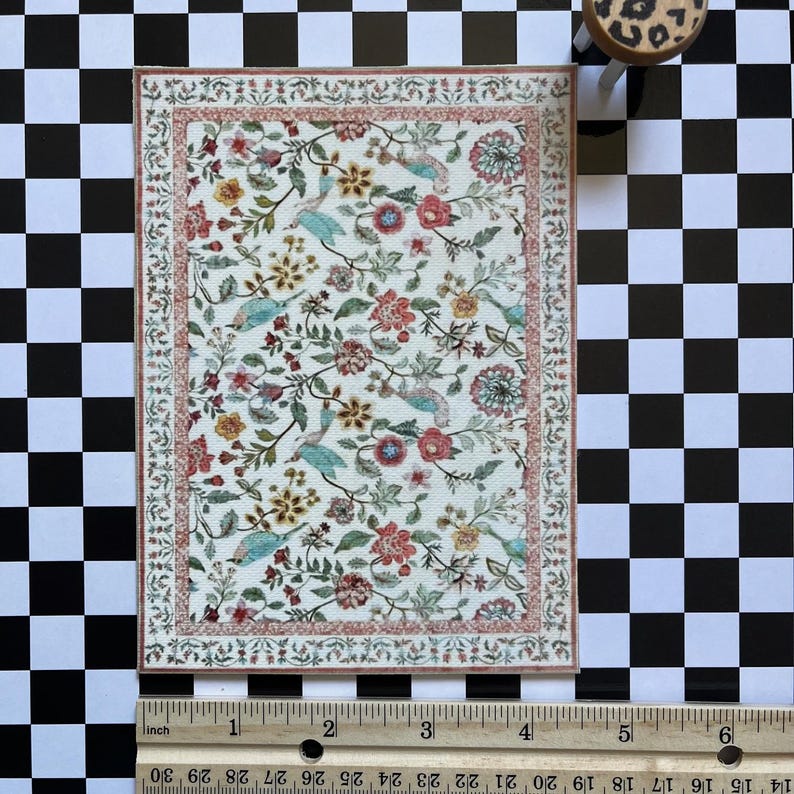 Miniature Rug Patterns Handmade Miniature Floral Pattern Rug 1:12 Scale | Dollhouse Carpet ...