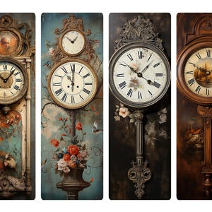 Marcador de reloj vintage para decoupage n.° 179, papel de arroz tamaño carta para diarios, cajas de baratijas, velas, muebles y álbumes de recortes.