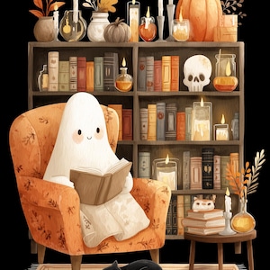 Découpage Halloween Boo lecture étagère n° 268, papier de riz format lettre pour dessous de verre, boîte à bijoux, meubles, carnet de scrapbooking, décoration d'intérieur