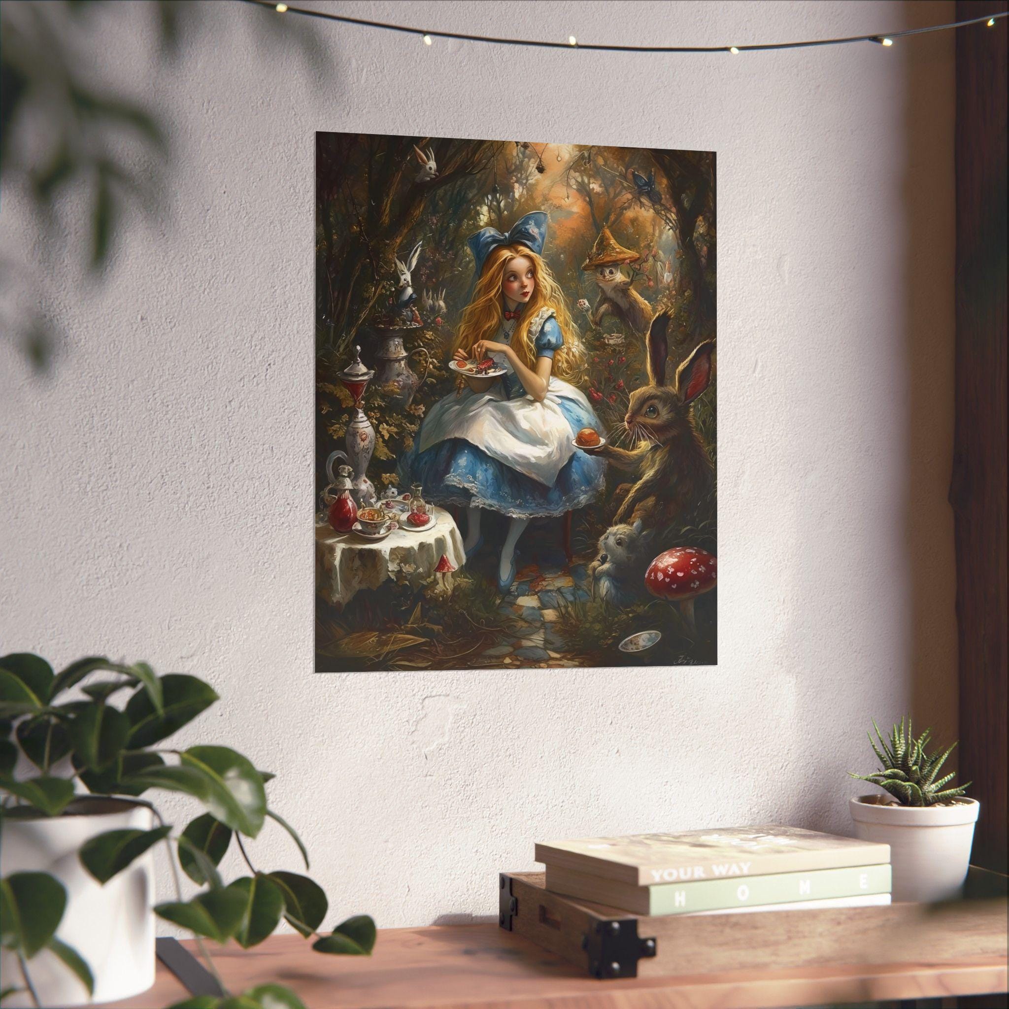 Alice in Wonderland Tea Party Rabbit Poster, Vintage Spring Decor ...