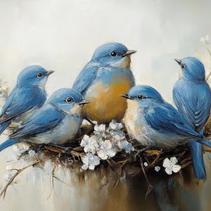 Decoupage rijstpapier Blue Birds Family Wall Art #161, rijstpapier Letter-formaat voor Snuisterijdoos, kaars, meubels, dienblad Plakboek rommeljournaal