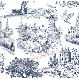 Decoupage rijstpapier Chinoiserie Oosterse scène Franse toile #113, rijstpapier Letter-formaat voor Snuisterijdoosje, kaars, meubels, ambacht, dagboek