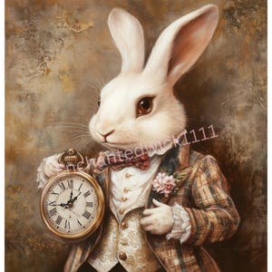 Decoupage Reis Alice im Wunderland-Kaninchen Muster #90, Reispapier für Untersetzer, Trinket Box, Kerze, Möbel & DIY Bastelbedarf