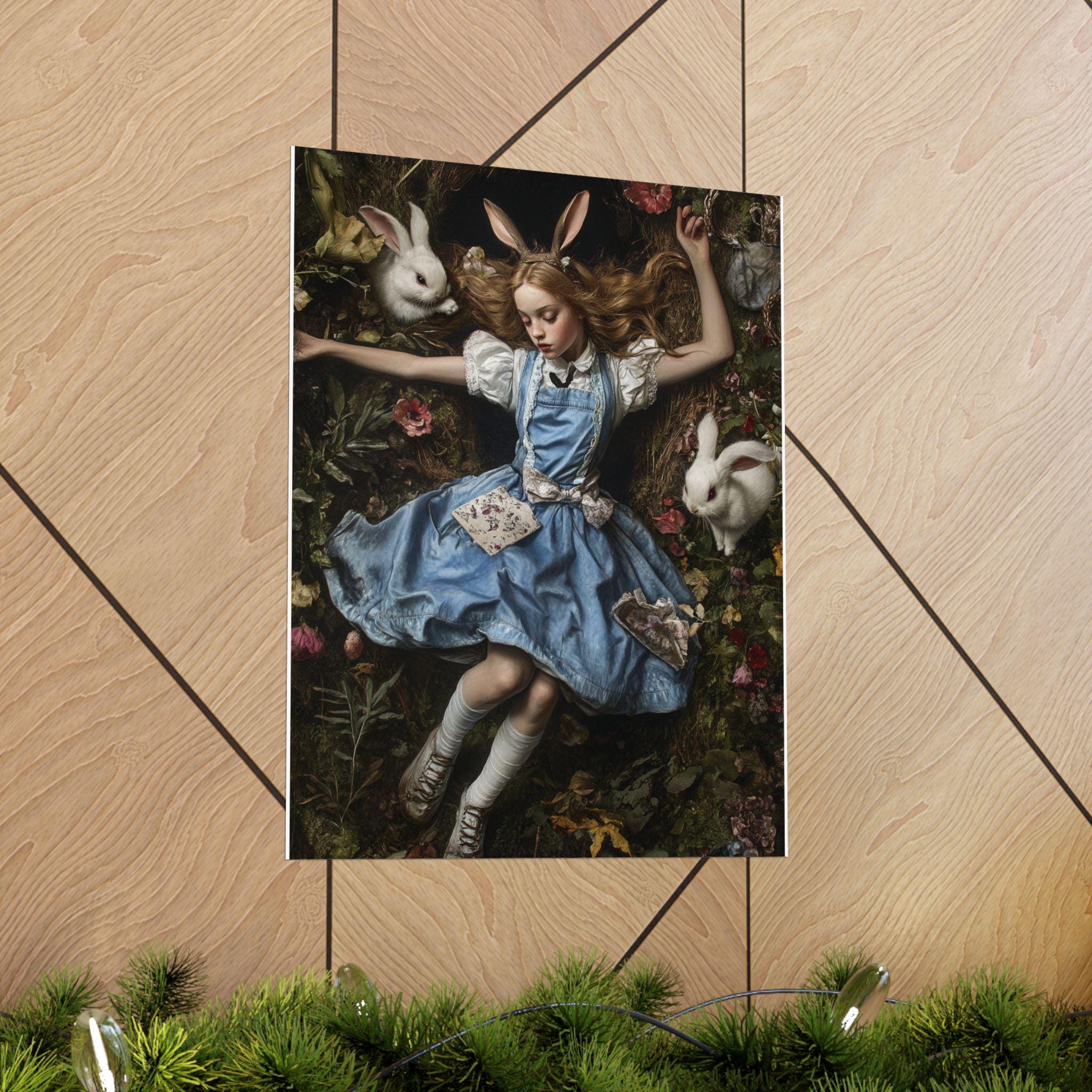 Alice in Wonderland Alice W/ Rabbits Hole Poster, Vintage Spring Decor ...