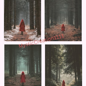 Decoupage Little Red Riding Hood #301, Letter Size Rice paper for Coaster, Trinket Box, Candle, Furniture, Tray, Wood Art, Scrapbook Journal