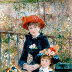 Decoupage Renoir Dos Hermanas (En la Terraza), Papel de Arroz tamaño Carta para Joyeros, Muebles, Pinturas Murales, Manualidades, Álbumes de Recortes, Bricolaje