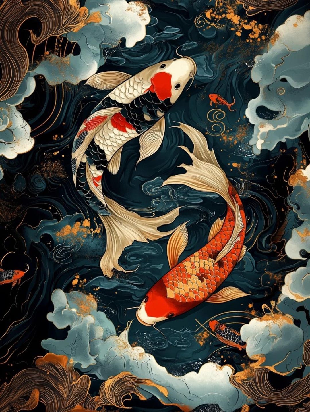 Decoupage Rice Paper Koi Fish Pond Pattern #209, Letter Size Rice Paper ...